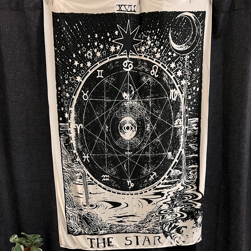 The Moon and The Star tarot card tapestries.